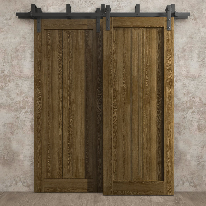 Portes coulissantes de grange coulissantes pour garde-robe | Ego 5006 | Ensemble de quincaillerie Modern Rails | Portes de garde-robe de chambre en bois massif