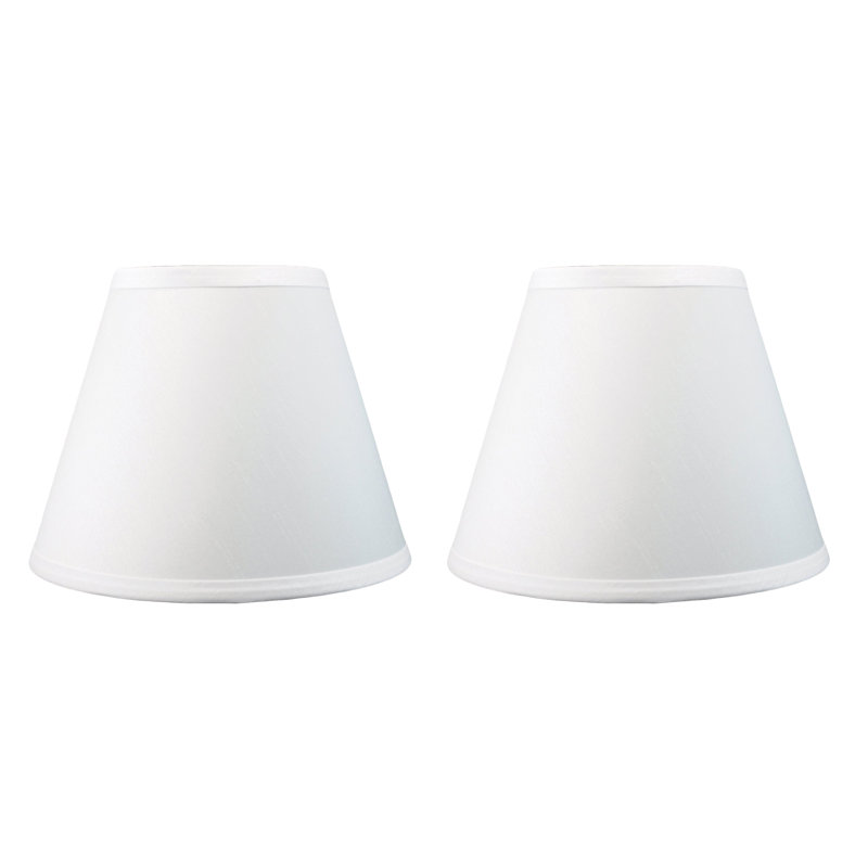 Abat-jour empire en soie 7 po H, Blanc cassé / blanc, 7" H x 9" W x 9" D