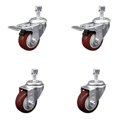 Ensemble de roulettes en polyuréthane pivotantes 12mm