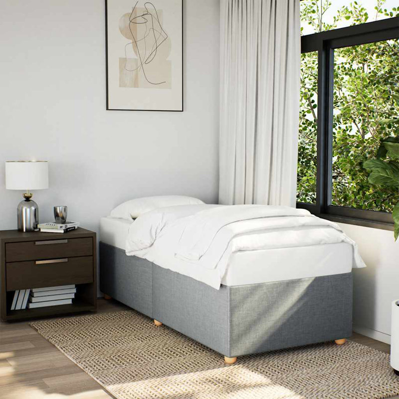 Structure de lit Ebern Designs sans matelas gris foncé TG, Gris clair, Lit simple