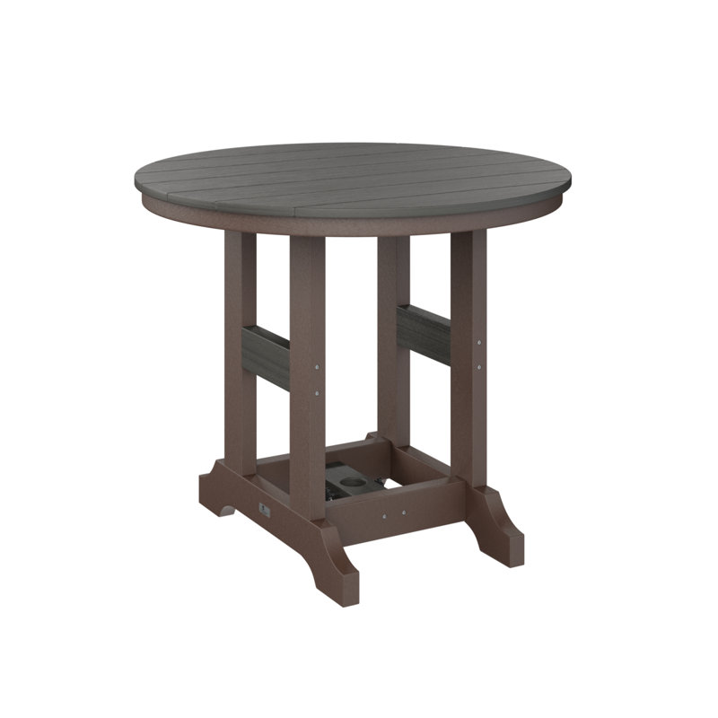 Garden Classic Outdoor Round Bar Table, Chocolate Brown, Coastal Gray