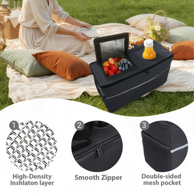 Chariot pliable 3 en 1 avec banquette et poche de glace, capacité de 227 kg, idéal pour la plage, avec pneus sable 23 x 10 cm, orange.