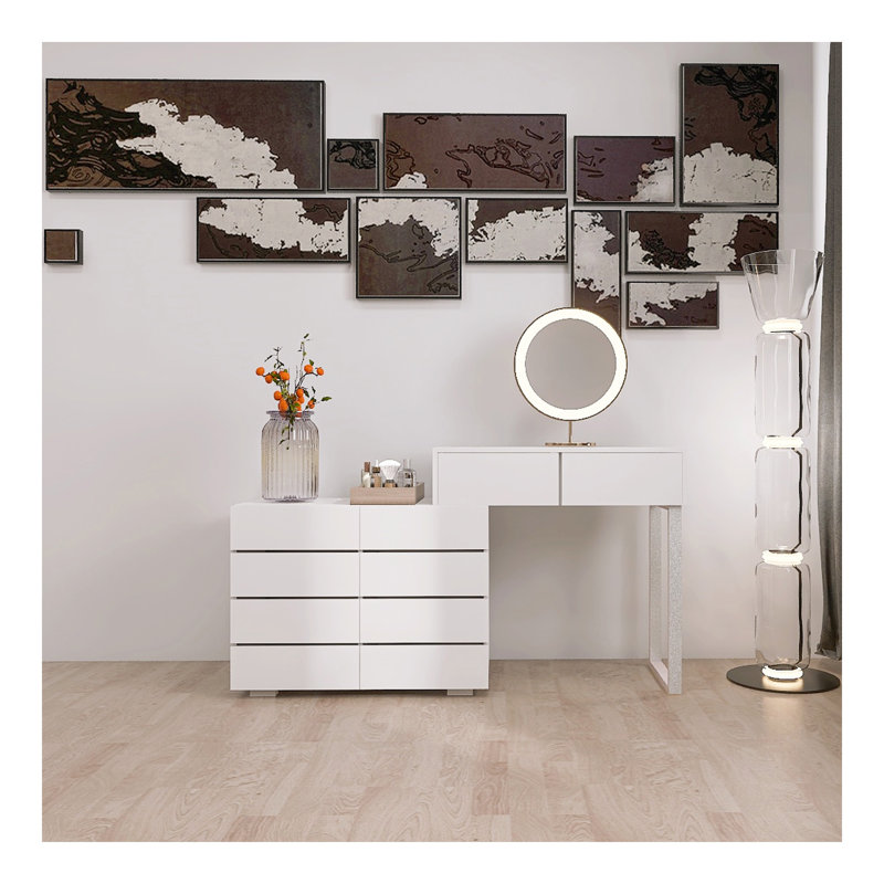 Commode de bureau 10 tiroirs sans poignée