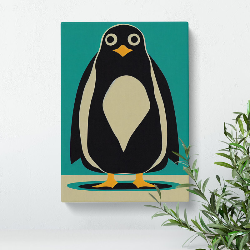 Penguin Abstract Art No.8 - Wall Art, Wrapped Canvas, 60cm H x 40cm W, No Matte