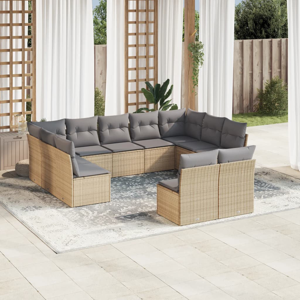 Vidaxl 11-Tlg. Garten-Sofagarnitur aus Polyrattan mit Kissen