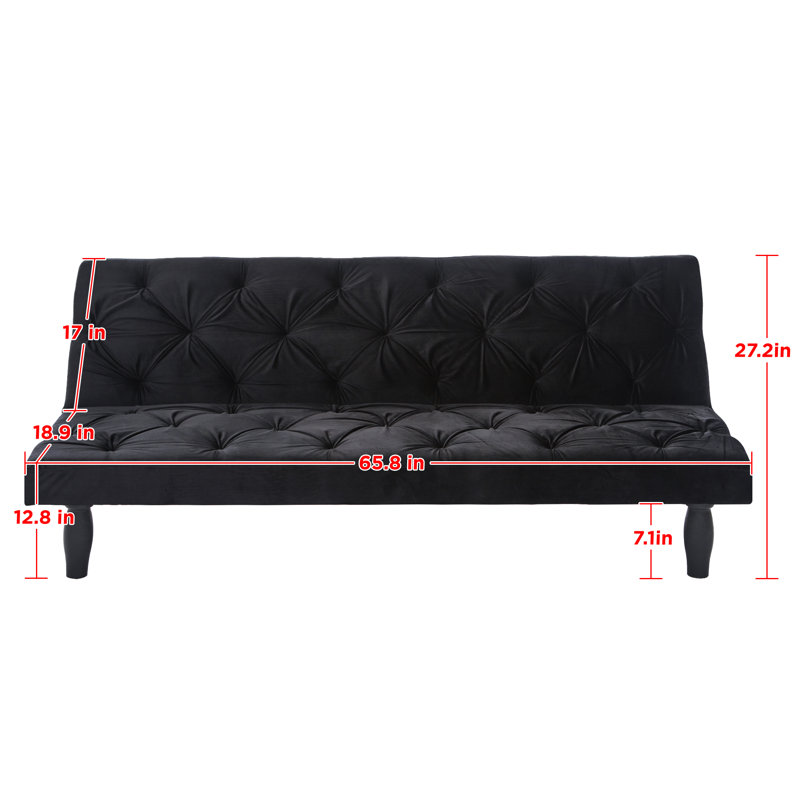 Causeuse inclinable rembourrée 65,8 po Gimena, Velours noir