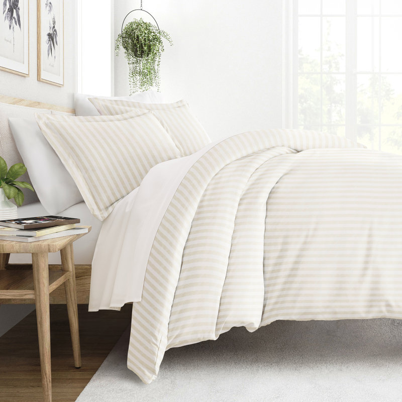 IEnjoy Home Becky Cameron Puffed Rugged Stripe Duvet Cover Set