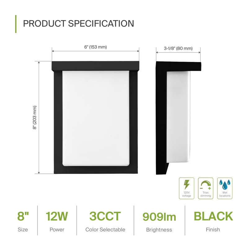 8 Inch Flush Mount Wall Light Fixture