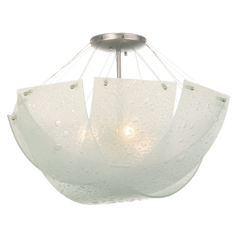 Plafonnier semi-encastré 3 LT Cirrus Kalco, Nickel satiné