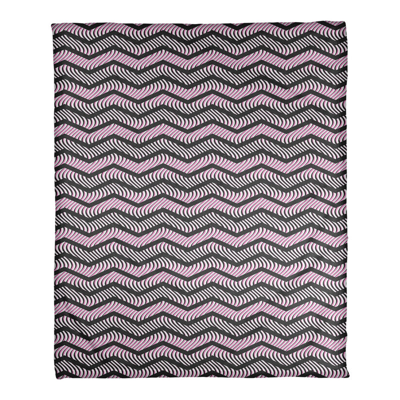 Couverture polaire à chevrons ondulés, l 60 po x L 80 po, Noir / Rose