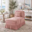 Canapé et repose-pieds 1 place en chenille rose avec accoudoirs à volants amovibles