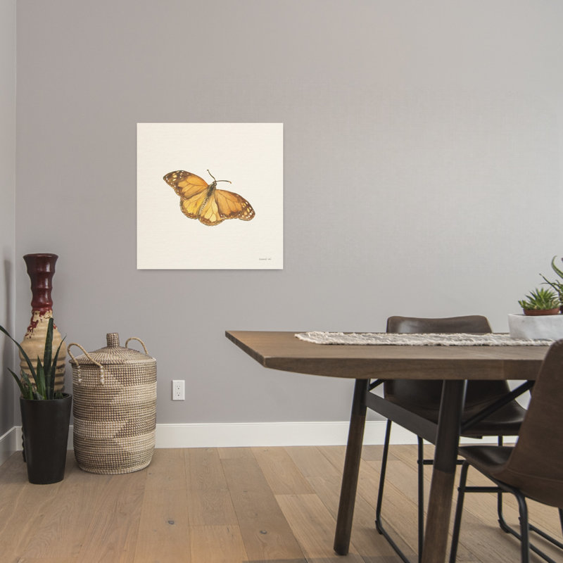 Art contemporain avec papillon et fleurs de miel III, H 24 po x l 24 po
