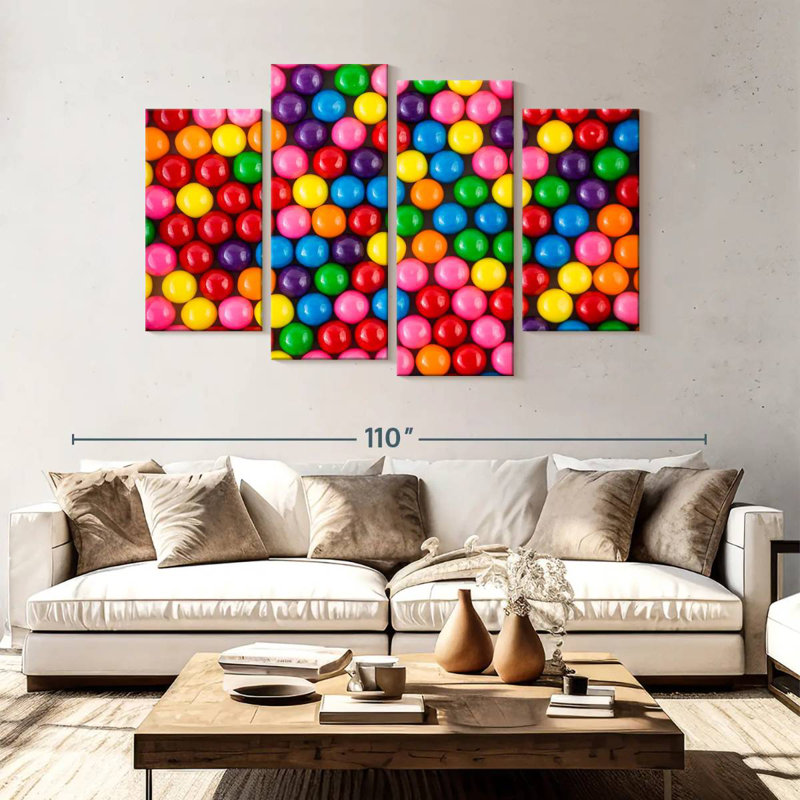 Yarlin Bright Gumball Sweets, 54" H x 84" W