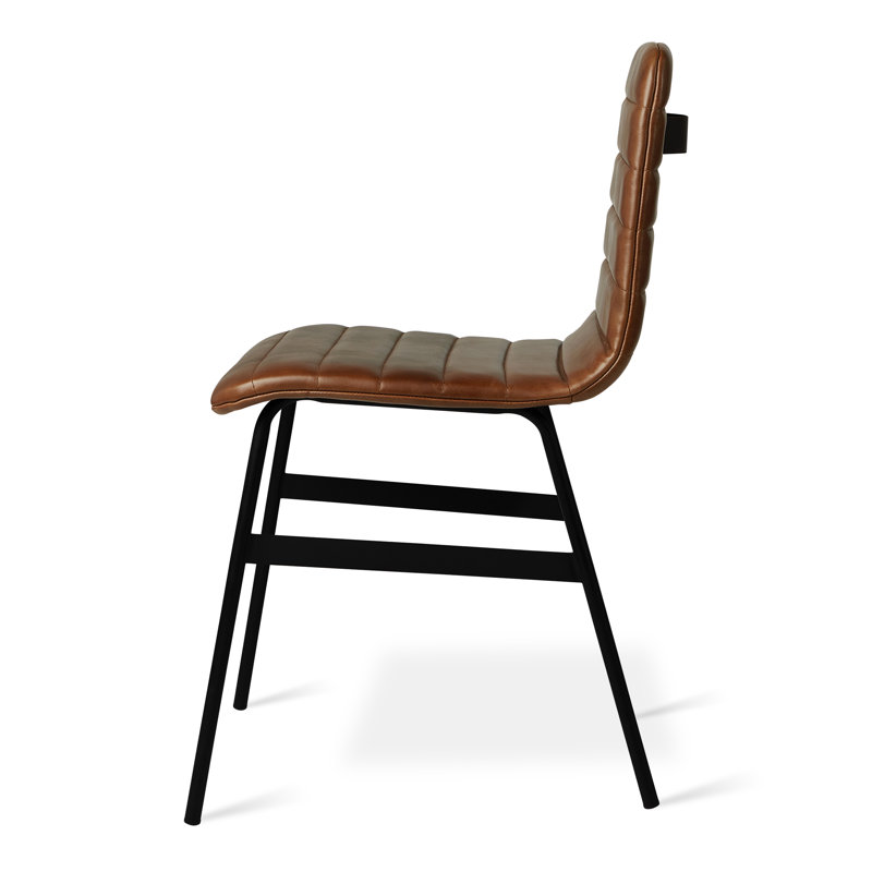Lecture Series Dining Upholstered Chair, Saddle Brown Genuine Leather