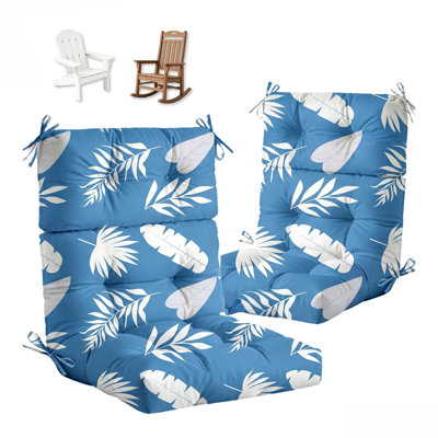 Ensemble de 2 coussins pour chaise berçante, imperméables, pour chaises Adirondack et chaises de patio, dossier haut, épais, avec attaches, motif marguerite.