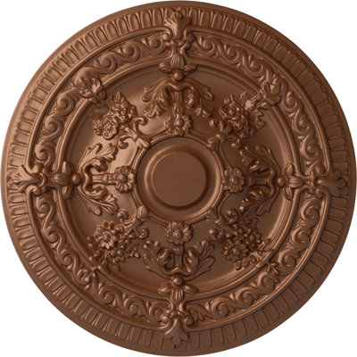 Endurathane Vincent Ceiling Medallion, 26"OD x 3"P (Fits Canopies up to 6"), Hand-Painted Polished Copper Finish