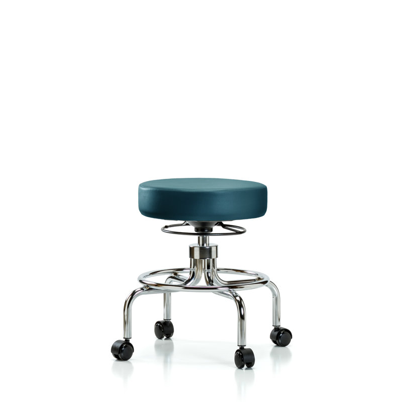 Tabouret de laboratoire Karris, Bleu marine, Roulettes