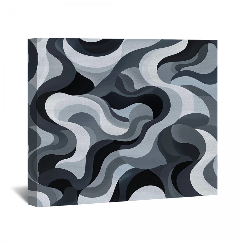 Toile noire et blanche - Décoration murale abstraite, H 16 po x l 20 po