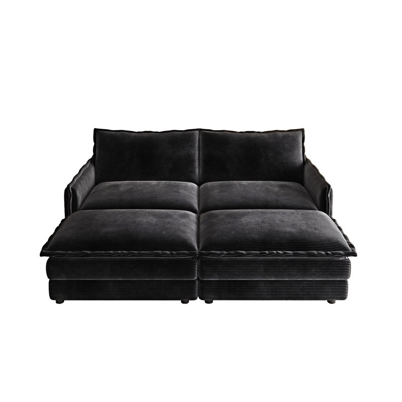 Canapé rembourré pour causeuse avec repose-pieds, Noir