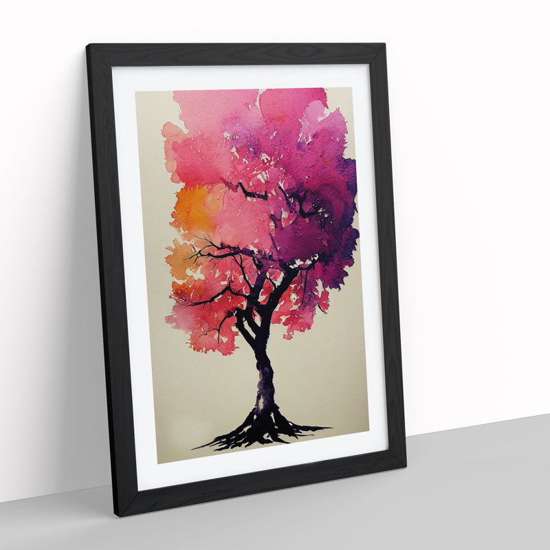 Water Paint Tree No.6 - Single Picture Frame Painting, Black, 64cm H x 46cm W x 2cm D