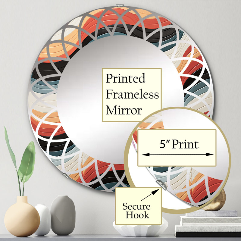 Irlee - Miroir mural rond Mid-Century, 24 po x 24 po