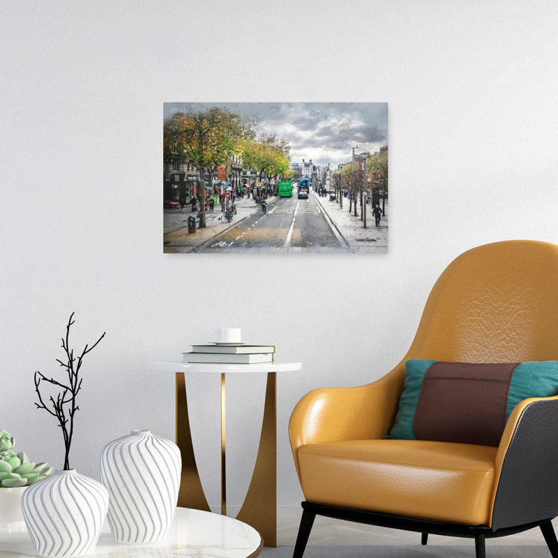 Paysage urbain d'automne, art urbain abstrait, H 16 po x l 24 po
