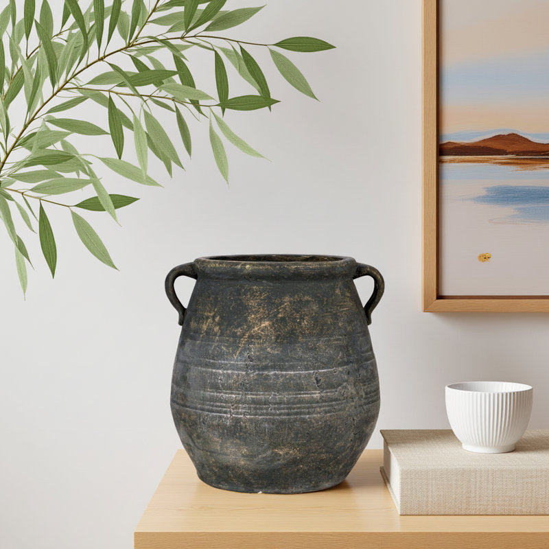 Nonie Terracotta Table Vase, Dark Gray