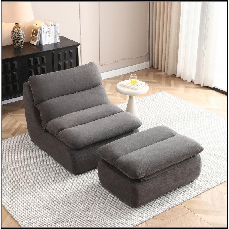 Fauteuil à billes 32 pouces avec repose-pieds pour le salon et la chambre à coucher, Gris