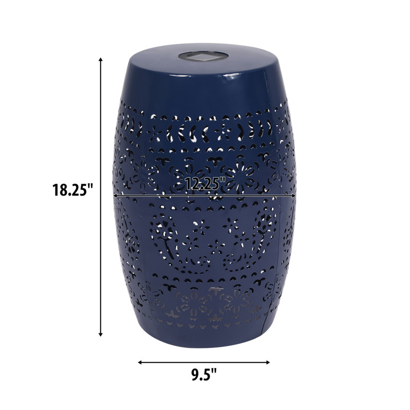 Lumi Solar-Lighted Iron Side Table, Dark Blue