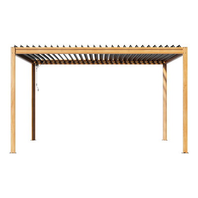 Louvered Pergola 10 Ft X 13 Ft Outdoor Aluminum Pergola With Adjustable Roof, Wood Grain Aluminum Frame, Efficient Drainage System For Patio, Deck, Garden