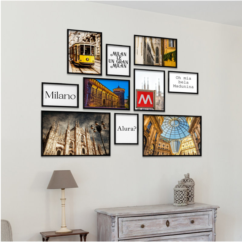 Giallobus - Set 10 Poster Da Parete - Raccolta Città Milano - Carta Patinata - | 2 X A3 42X30cm | 4 X A4 30X21cm | 4 X A5 21X15cm | - Senza CORNICI - Stampe Moderne Soggiorno