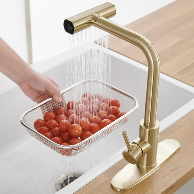 Kitchen Faucet with Pull Down Sprayer, Matte Gold