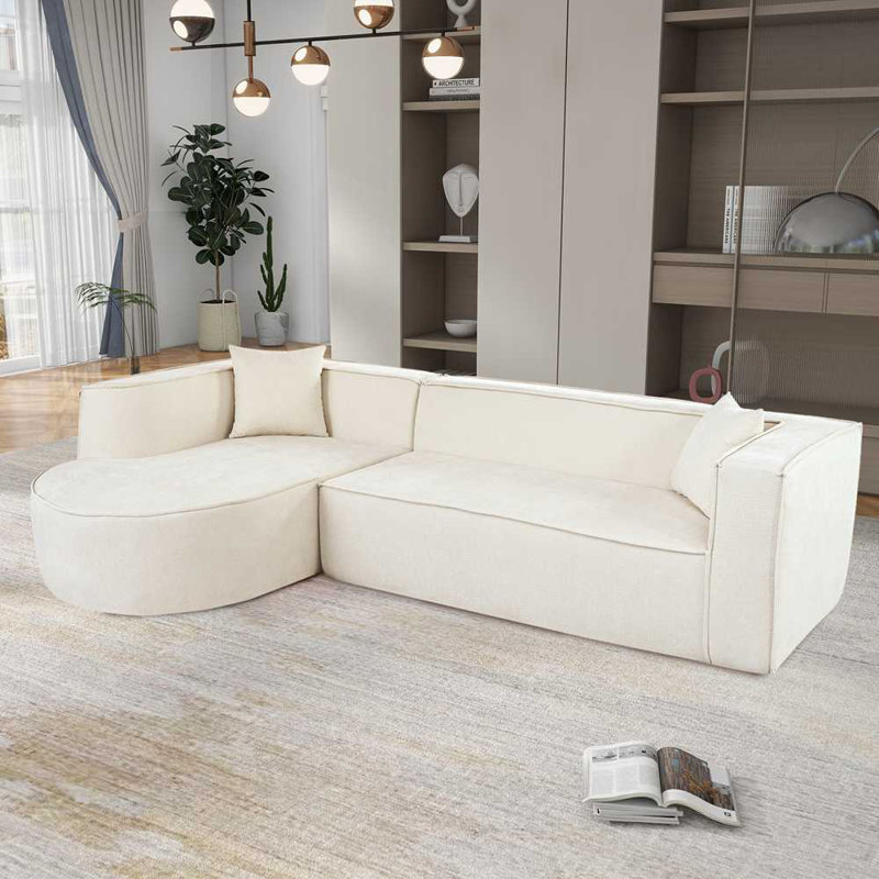 Canapé modulaire avec coussins, Polyester beige