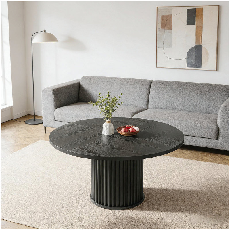 Rustic Table,Wood Kitchen Table,Round Dining Table,Conference table, Black