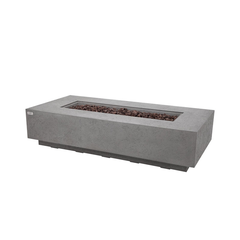 Savanah 72" L x 17" H Rectangle Travertine Outdoor Fire Pit Table, Natural Gas, Light Gray