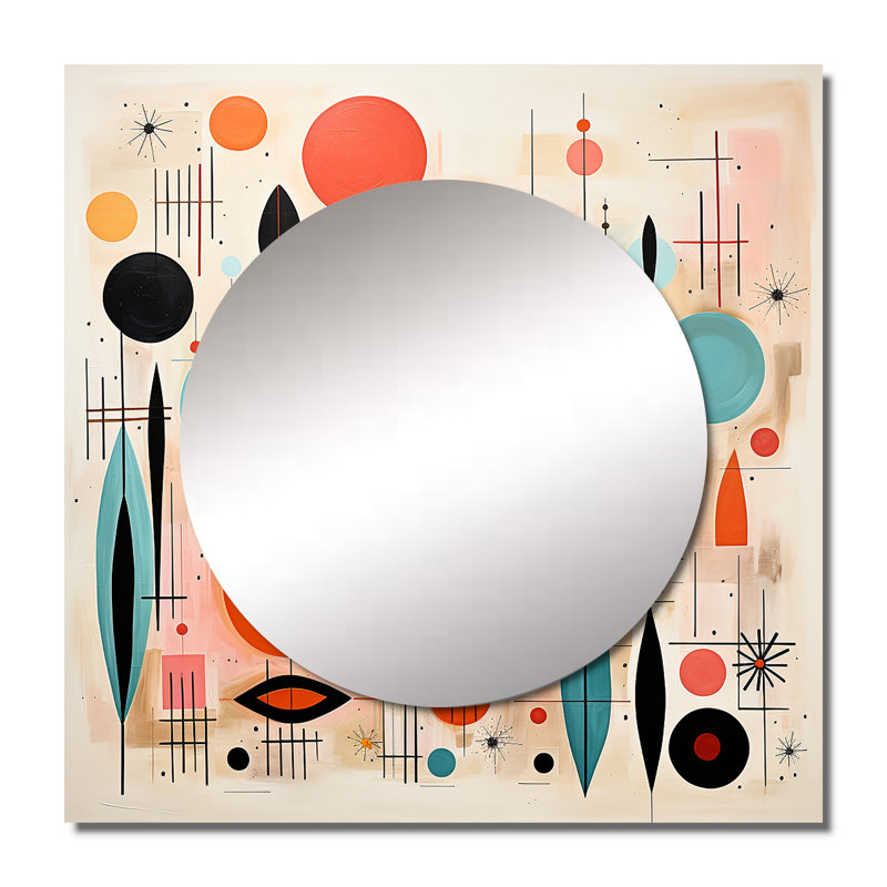 Milanas - Grand miroir mural carré Mid-Century pour chambre à coucher, 36 po x 36 po