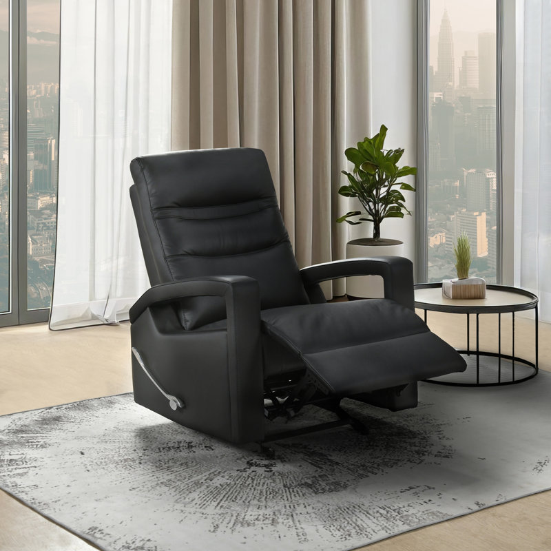 Fauteuil inclinable, cuir noir et similicuir, Black