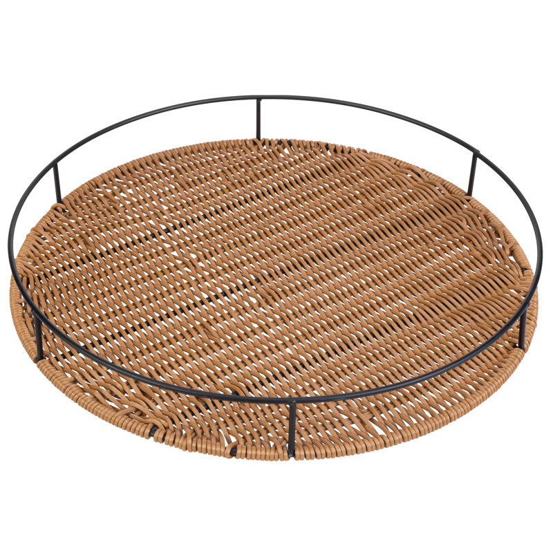 38.1cm W Woven Rattan Ottoman/Coffee Table Tray