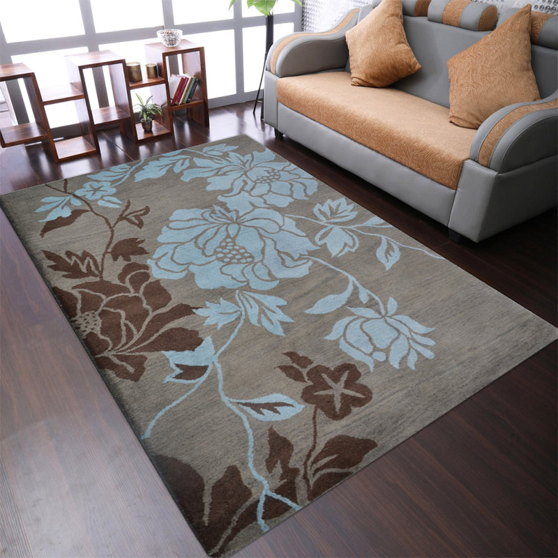 Tapis rectangulaires en laine touffetés à la main Biby, Rectangle 8 pi x 10 pi