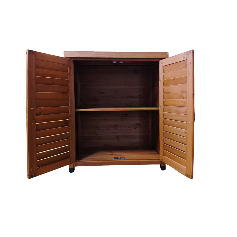 Banc de rempotage extérieur en bois Hemlock avec rangement et table en métal, Café