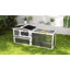 Rabbit Hutch Bunny Cage with Run & Sliding Tray Hay Rack Grey