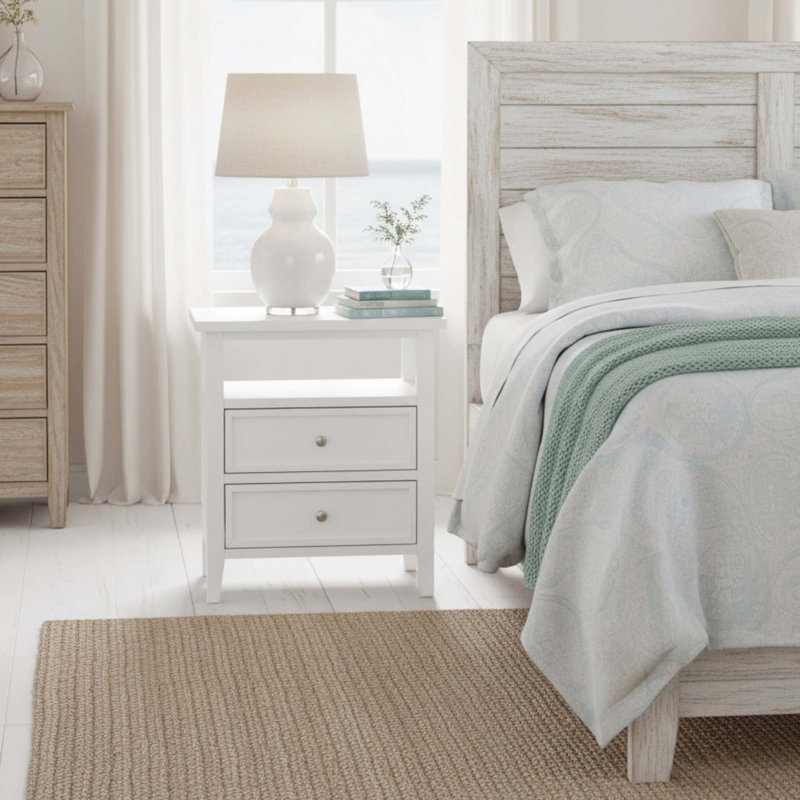 Weston 2 Drawer Nightstand, White
