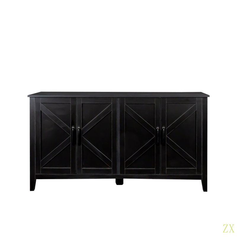 Armoire avec 4 portes et 4 tablettes ouvertes, armoire de rangement autoportante pour plancher, vestibule, plancher, salon, chambre à coucher, bureau