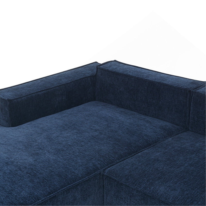 Canapé modulaire polyvalent avec chenille infroissable pour le salon, Chenille bleu foncé