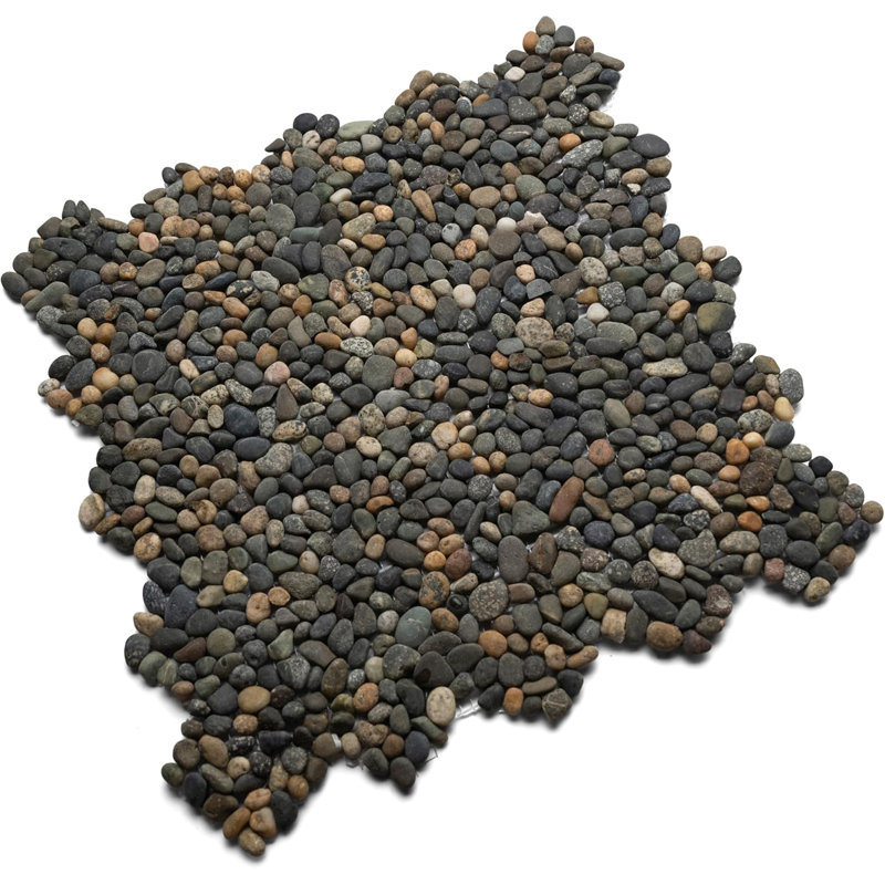 Mini tuile de galets mixtes en ébène CNK Tile - pierre naturelle polie 12 po x 12 po pour salle de bain, carreaux de comptoir et de comptoir - conception moderne et durable, installation facile - ensemble de 1
