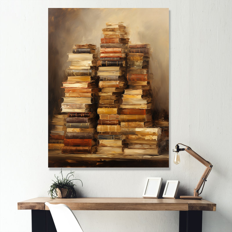 Ancienne bibliothèque de lecture mystère II - livres, art mural, Toile tendue, 44" H x 34" W