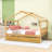 Full Size Wood House-Shaped Bed With Sky Roof And Storage Drawers-999061105