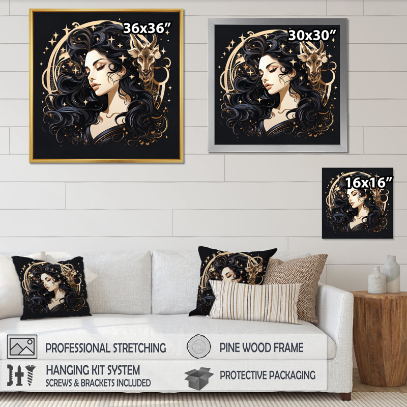 " Astrological Stargazer VII ", White Single Picture Framed, 24" H x 24" W x 1" D