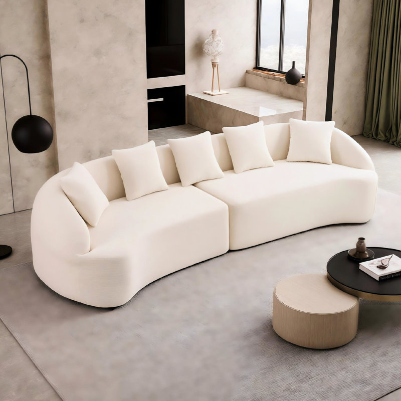 Curved Boneless Sofa,Compression  110'' Modular Sectional