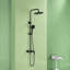 Ensemble de garniture de douche en laiton avec barre coulissante et système de robinet de douche mural à poignée simple 10 pouces-128782735